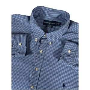Polo Ralph Lauren Classic Fit L/S Button Dwn  Shirt Blue Striped Men's 3XLT Tall